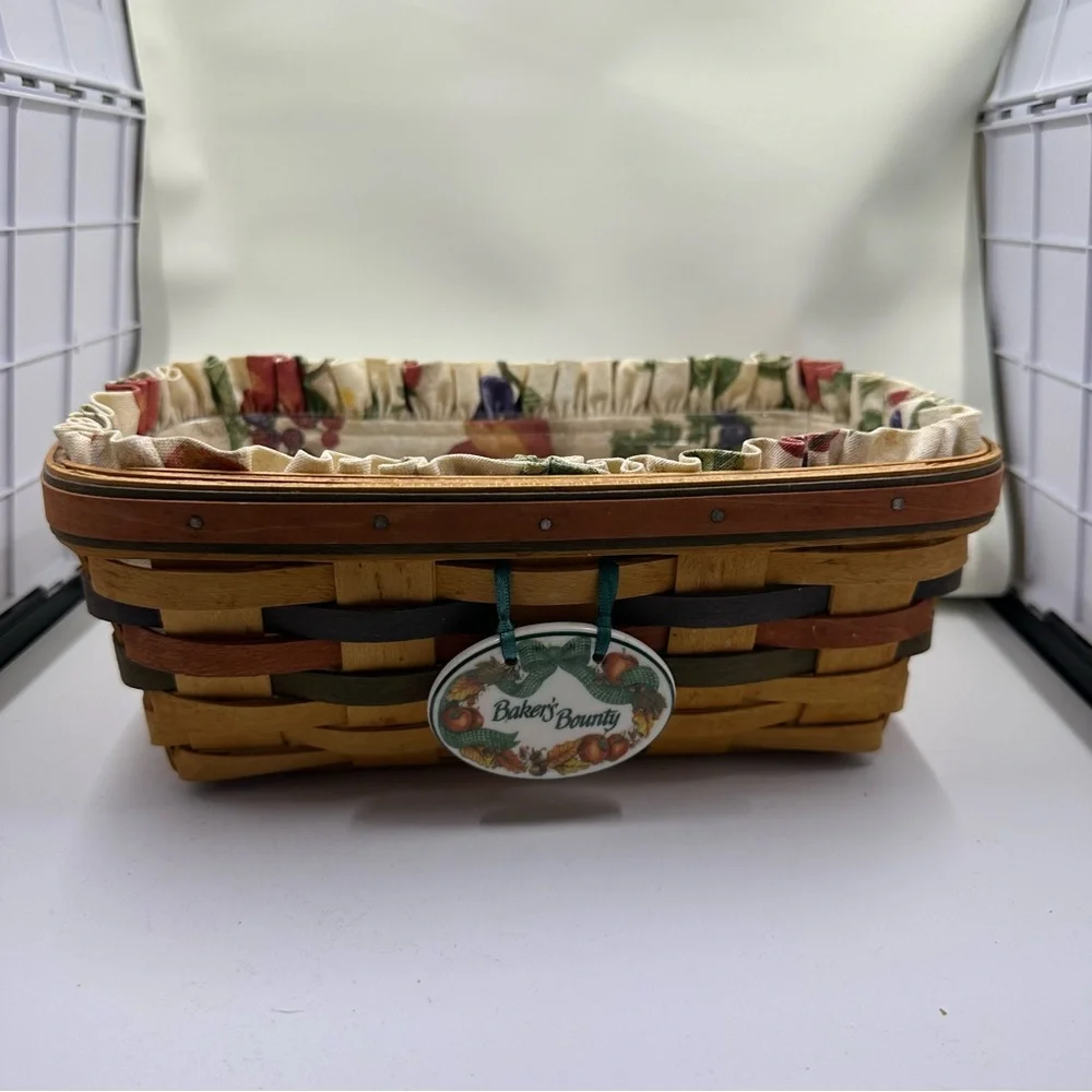 Longaberger Baker's Bounty Basket Liner‎ Protector Tie-On, Handwoven USA
